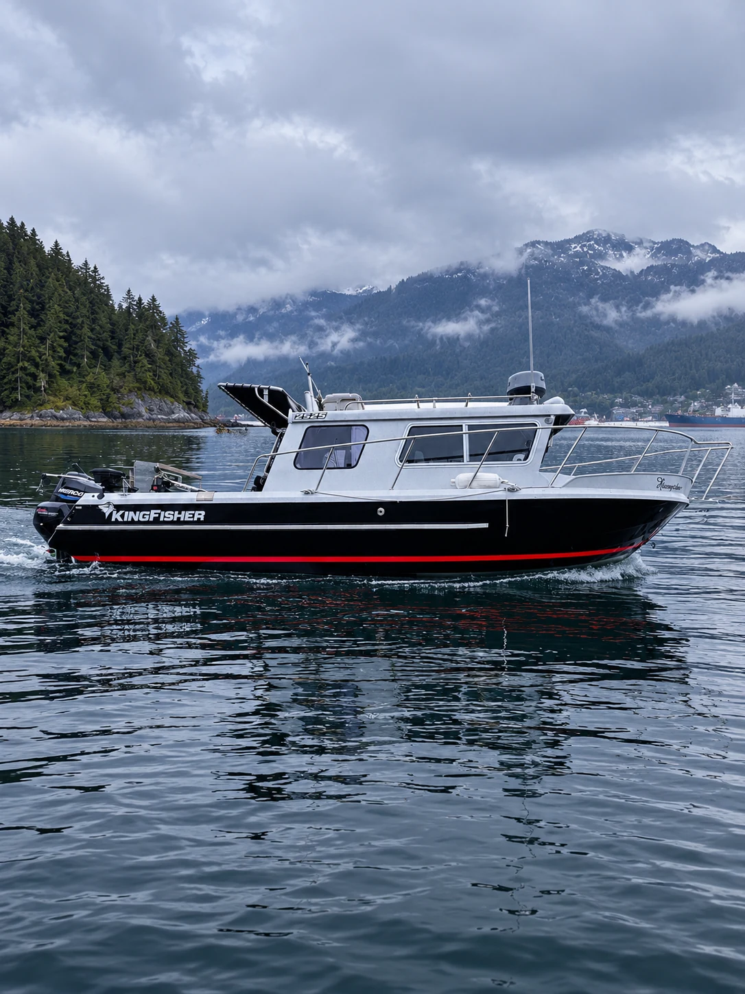 Nav II, DC Charters’ Kingfisher 2525, on the water near Prince Rupert